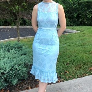 Beautiful Pastel Blue Spring Midi Dress
